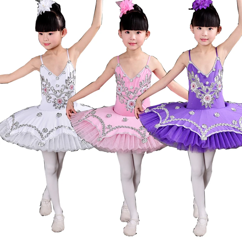 6 Colors Kids Sequined Swan Lake Ballet Tutu Dancing dress Girls Ballroom Party Dance ware Costumes Outfits  Stage wear dress