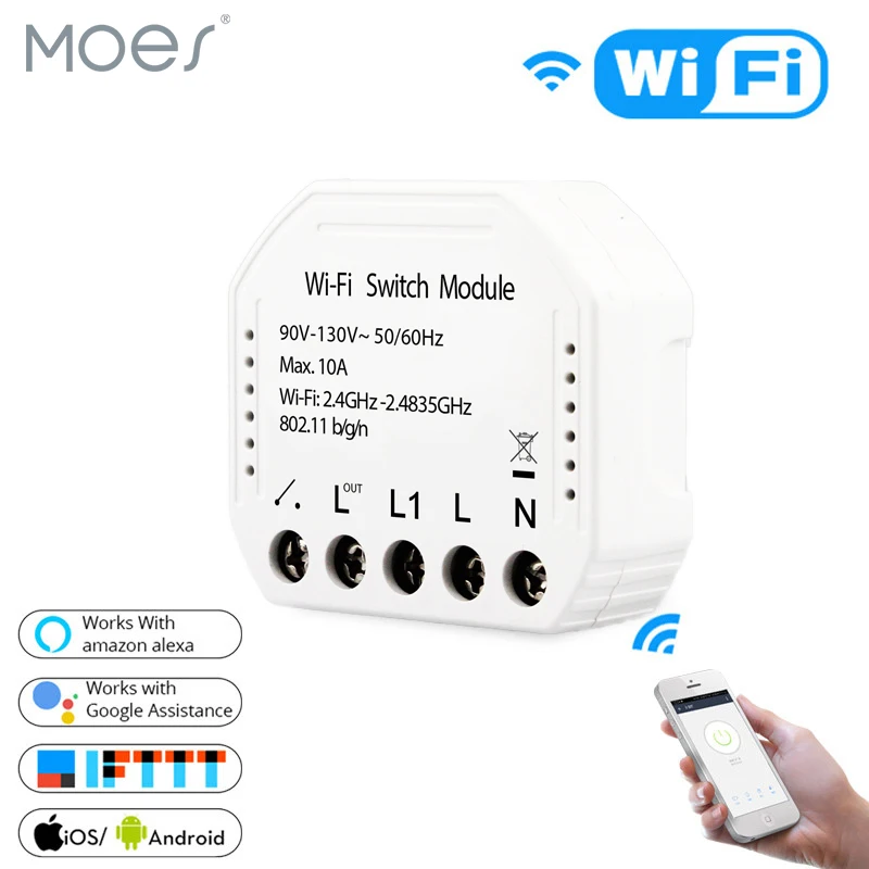 

Wifi Smart Light Switch Diy Breaker Module Smart Life/Tuya APP Remote Control,Works with Alexa Echo Google Home 1/2 Way