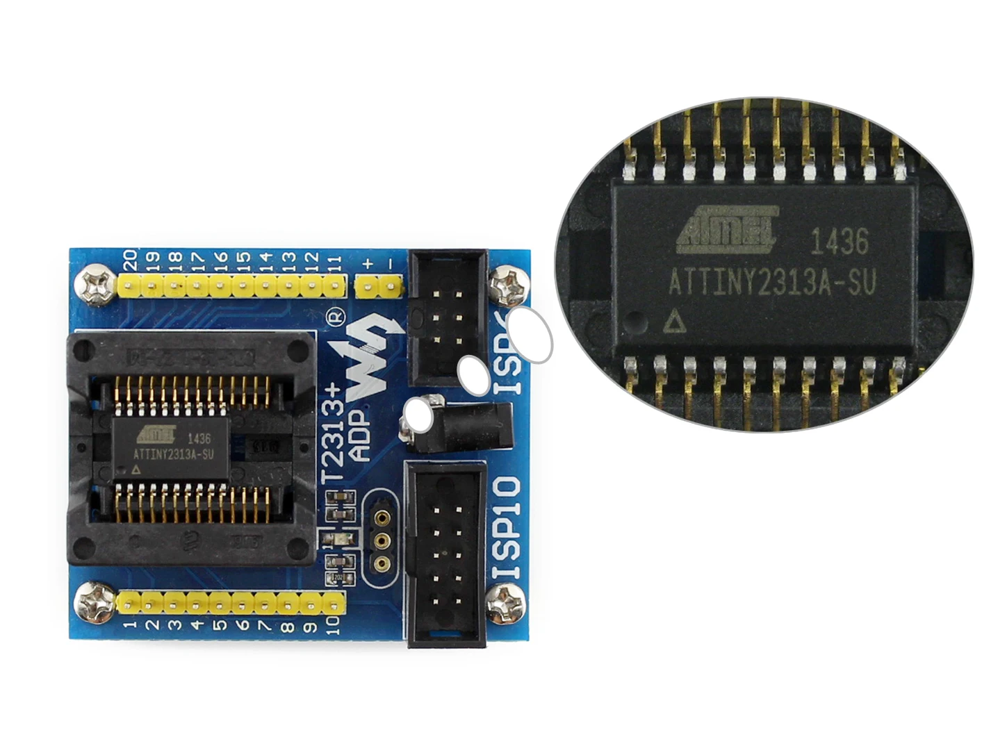 ATtiny2313 ATtiny4313 AVR SOIC20(300 mil) ISP 10-pin/6-pin ISP программирования адаптер Тесты разъем