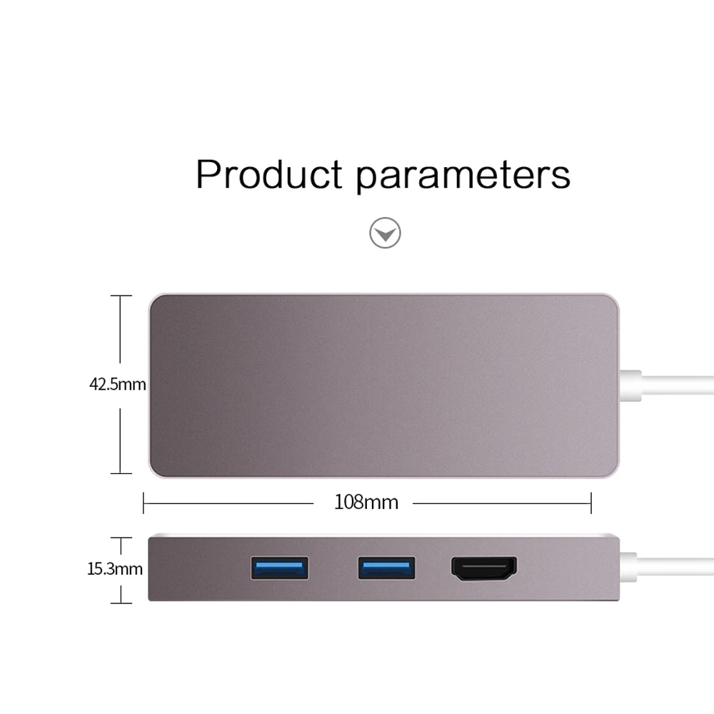 Arealer usb hub 5 в 1 Многофункциональный USB 3,0 Тип C концентратор с Мощность доставки USB 2,0/3,0 4 K * 2 K Высокое разрешение Выход и VGA Порты и разъёмы