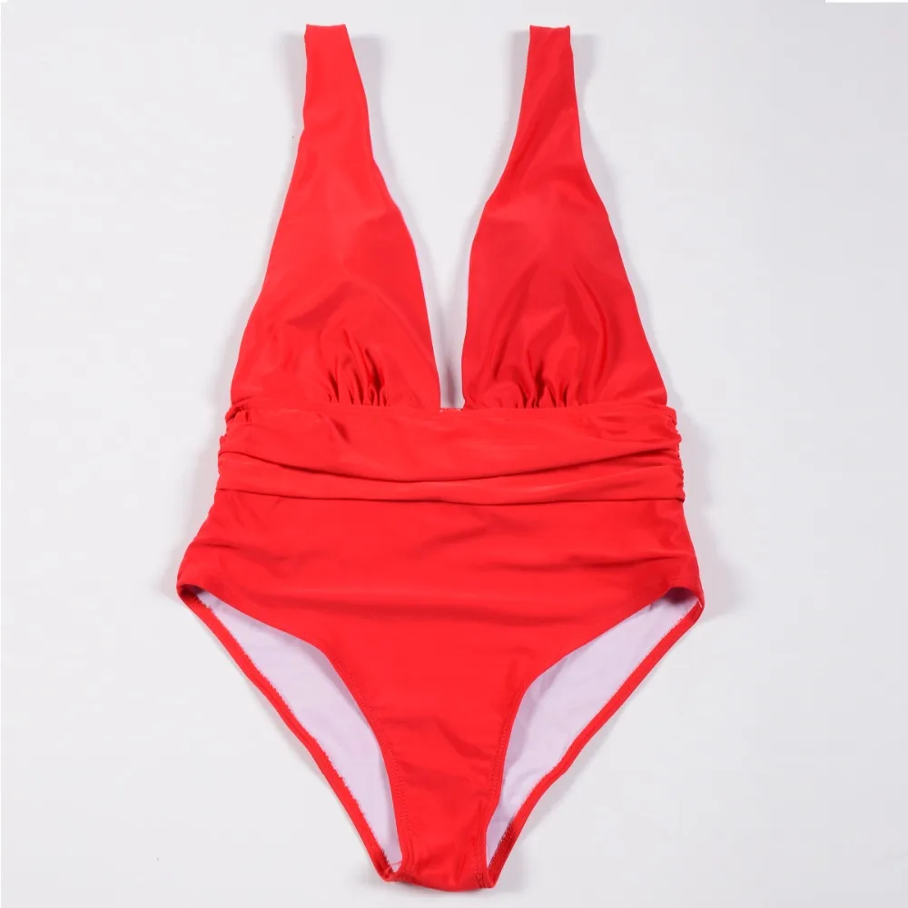 2019 Whole Swimsuit Solid Sexy One Piece Swimsuit Deep V Female Backless Bodysuit Monokini Swimwear Women Bathing Suit  (17)