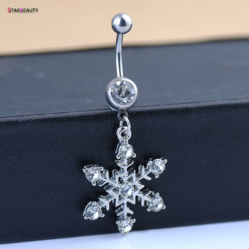 

Summer Star Snow Belly Button Rings Trendy Navel Piercing Ombligo Women 14G Pircing White AAA Zircon Belly Piercing Nombril Gift