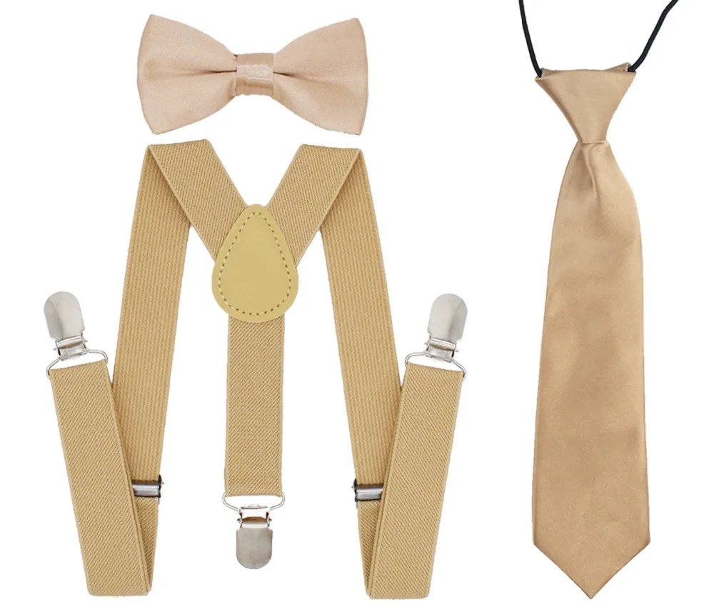 Комплект подтяжек в форме Y из полиэстера для детей с бабочкой и галстуком
