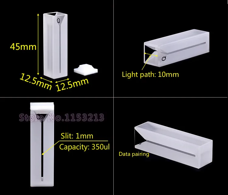 2 шт. разрез 1 мм кварцевые поглощения клетки 0,35 мл кварц микро кюветы (жидкий образец ячейки) 350ul из расплава стекло Бесплатная доставка