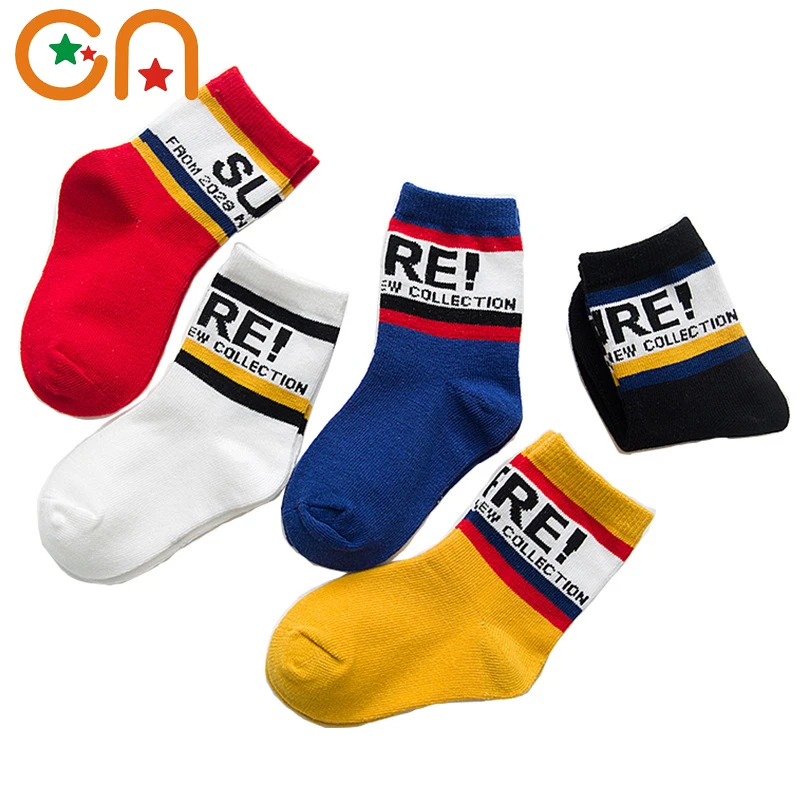 

5 pairs/Lot Autumn,Winter New Kids cotton Socks. Boy,Girl,Baby,Infant Splice Wave point sports Socks. for Children gifts CN