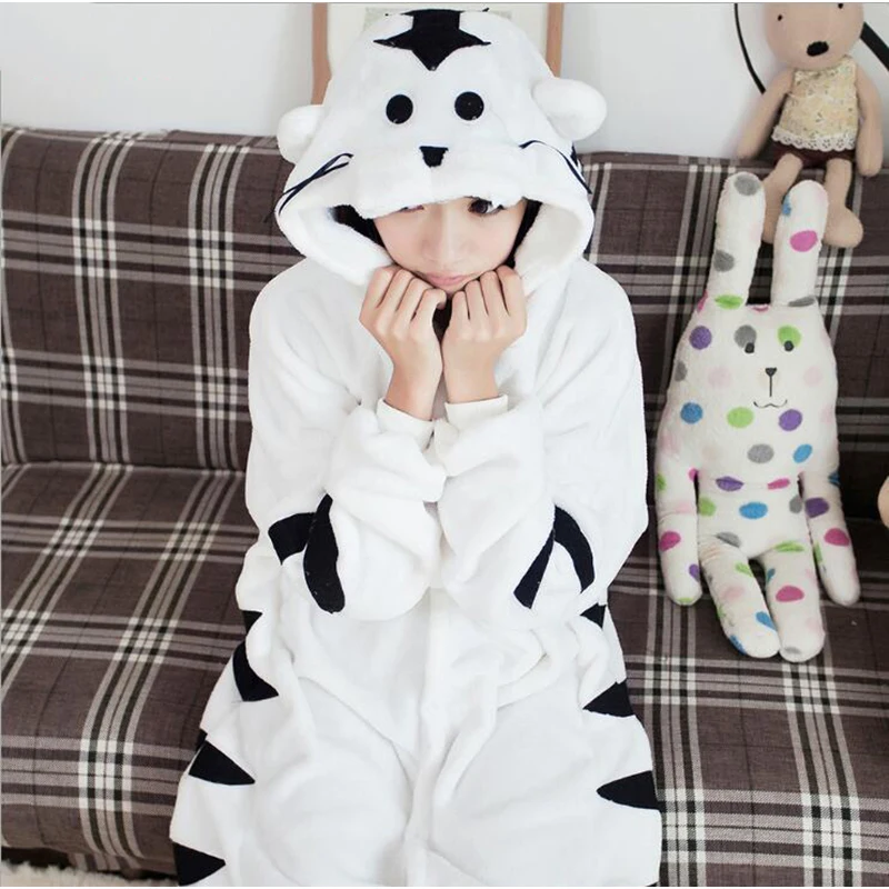 

Adult Anime Kigurumi Onesies White Tiger Costume For Women Animal Zebra Bat Wolf Stitch Onepieces Sleepwear Home Cloths Girl