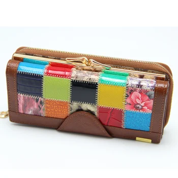 

Brand High-grade Split Leather Wallets women wallet purse Patchwork Hasp Coin Purse Female Clutch Bag 3 Fold Lady Card Holders