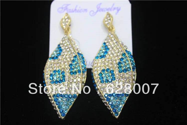Package mailed custom vogue is concise generous diamond gold plated alloy three-dimensional crystal earrings | Украшения и
