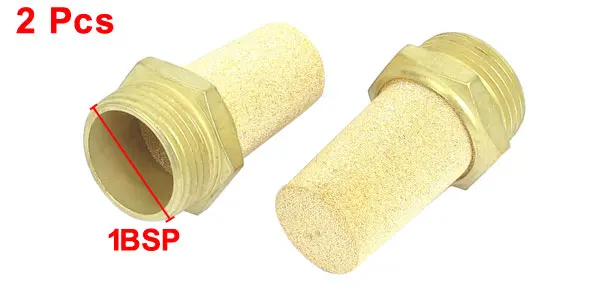 1BSP Thread Brass Pneumatic Air Exhaust Breather Muffler Filter 2pcs