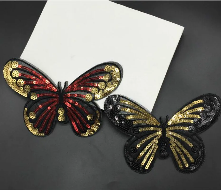 Free Shipping20PCS/1Lot Embroidered Sequin Butterfly Iron On Sew On