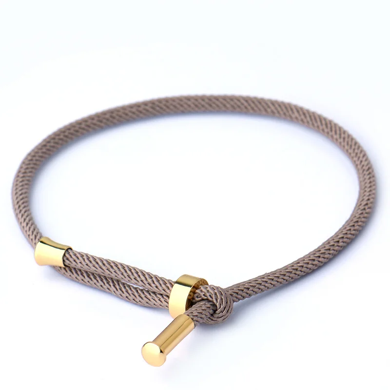 Light Brown Модный браслет с нитью, 20 цветов, красный, зеленый, ручной работы, веревочный браслет для женщин и мужчин, ювелирные изделия для влюбленных пар - Окраска металла: Light Brown