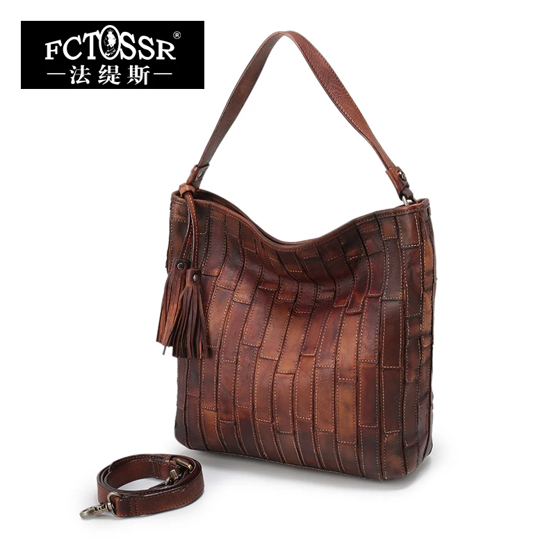 New Genuine font b Leather b font Vintage Shoulder Bags Leisure Women Tote High Capacity Women