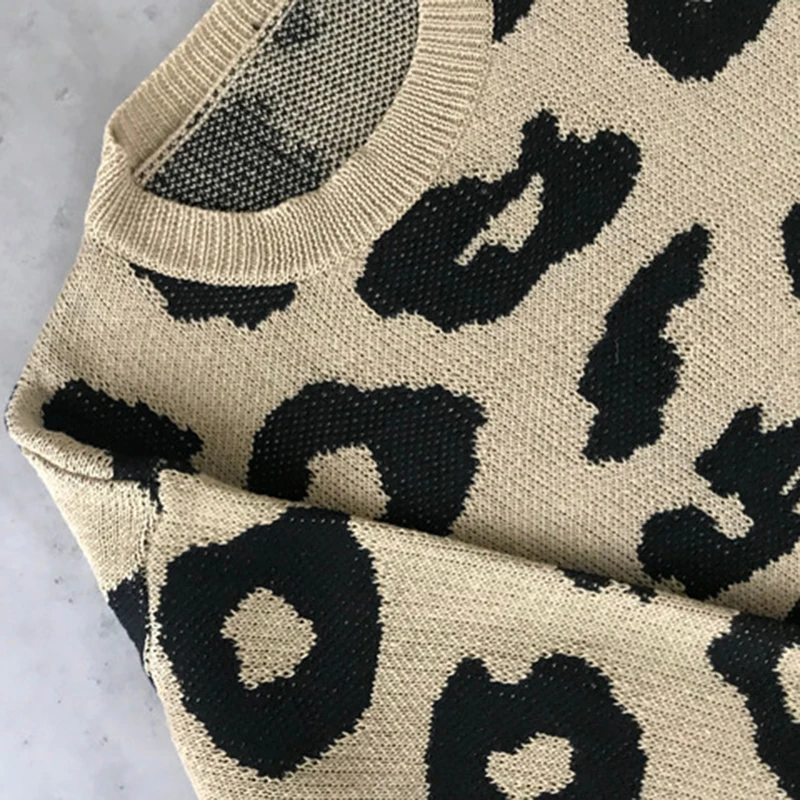 Streetwear Leopard Print Sweater Women 2018 Autumn Winter Fashion Long Sleeve Befree Knitted Sweaters and Pullovers For Ladies