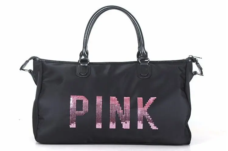 Большой Ёмкость Для женщин Для Мужчин Спортивная Сумка Дизайнерские металлические блестки розовые буквы тренажерный зал Фитнес спортивная сумка Yoga Bag для женский
