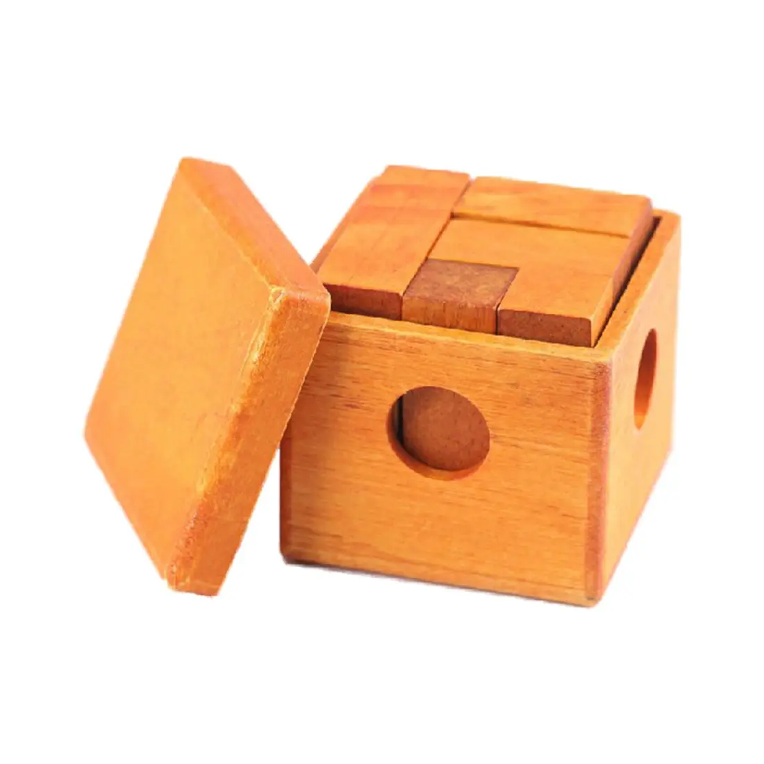 3D Wood Cubic Brain Teaser Box lock Toy, ruban lock Classical Gossip
