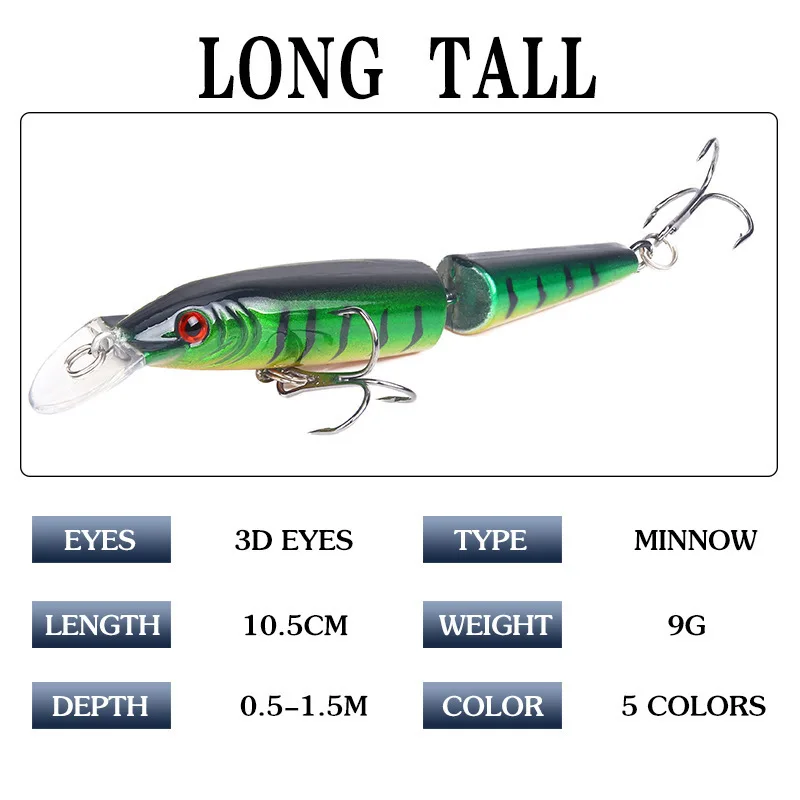 1 шт. 3D глаза 2 сегмент Minnow приманки 10 5 см/Вес: 9 гр похожая на настоящую рыболовная