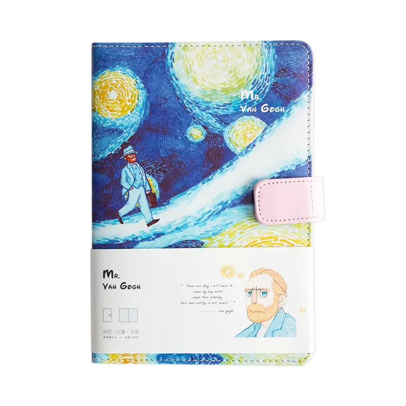 A5 Ван Гог милый кожаный карманный Bullet Journal планировщик персональный органайзер