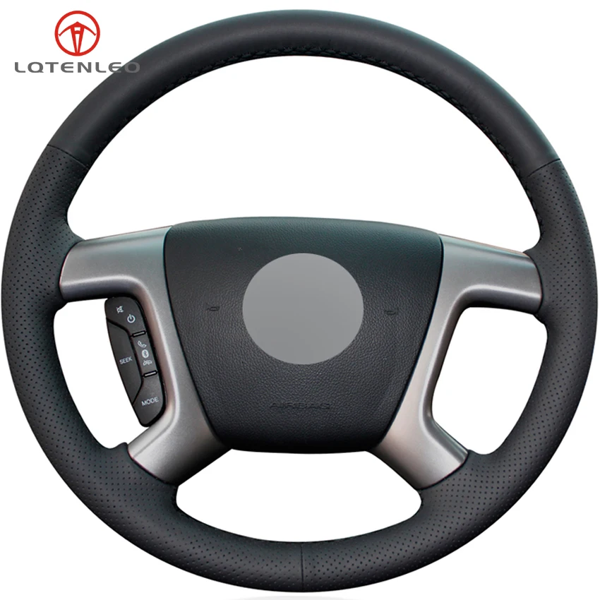 

LQTENLEO Black Artificial Leather Car Steering Wheel Cover For Chevrolet Captiva 2007-2018 Tahoe Daewoo Winstorm Silverado GMC