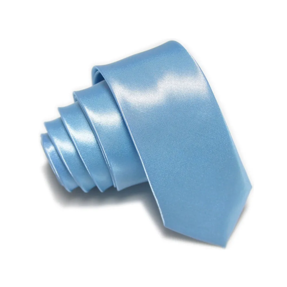 Однотонный тонкий галстук изящный галстук для мужчин модный галстук из полиэстера Gravata corbatas серебристый - Цвет: Светло-голубой