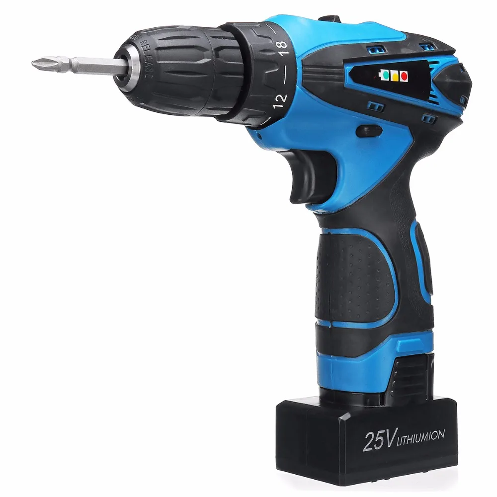 

32 Gears Dual Speed Lithium Power Drills 25V Cordless Electric Screwdriver Two Batteries