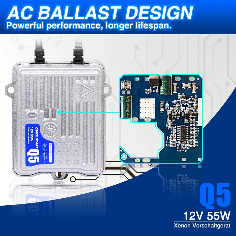 55 Вт Q5 Быстрый старт балласт HID тонкий балластом Замена для ксенон головной светильник лампа светильник 12v H1 H3 H4 H7 H9 H10 H11 9005 9006