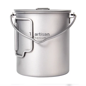 

Tiartisan Portable Ultralight pure Titanium Outdoor folding 750ml Pot with Handle and Bail handle