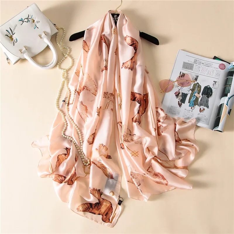 

2017 luxury brand summer women scarf fashion quality soft silk scarves female shawls Foulard Beach cover-ups wraps silk bandana