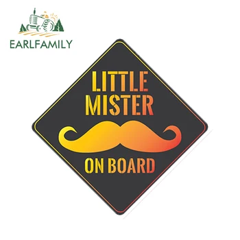 

EARLFAMILY 13cm x 13cm Little Mister on Board Moustache Car Sticker Baby on Board Rear Windshield Decal Reflective Car Styling