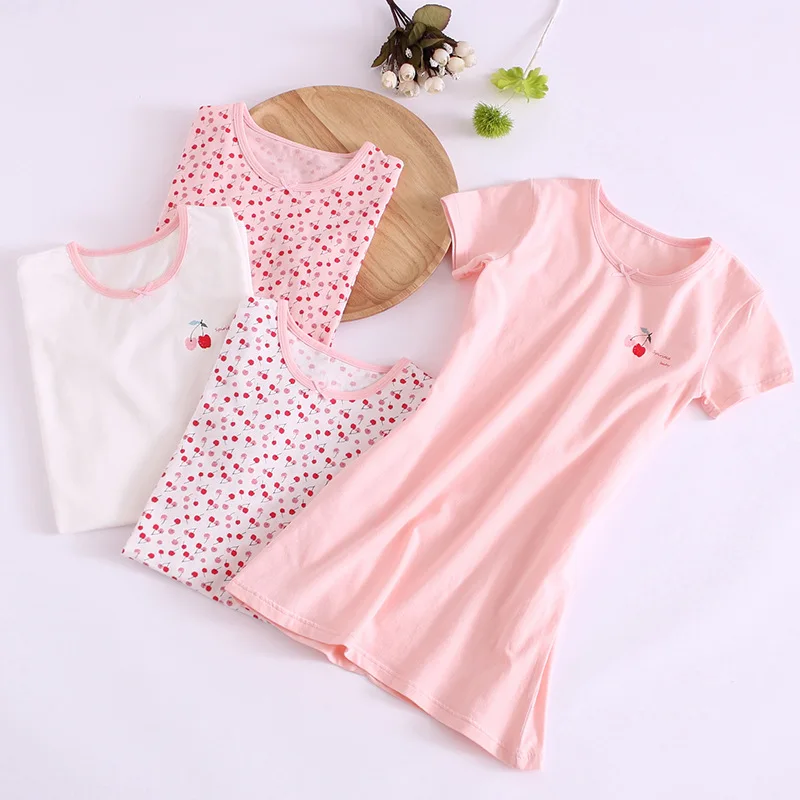 4 Colors princess nightdress pajamas for girls cotton nightgown girls sleepwear dress 02