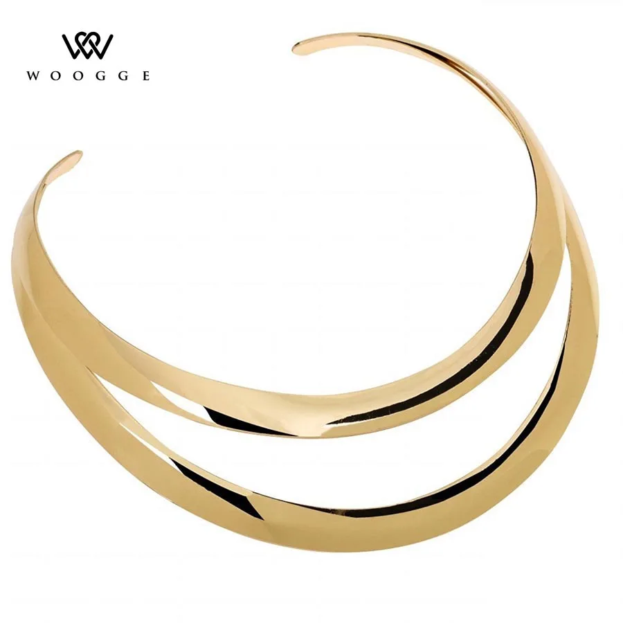 

Collares Grandes De Moda 2018 Fashion Jewelry Gold Metal Large Layered Necklace Bijou Colar Brilhante Choker Necklace Women