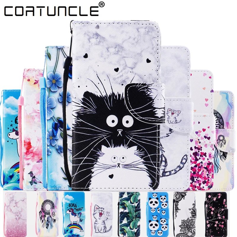 

For Coque Samsung Galaxy A7 2018 Case, Leather Case on For Fundas Samsung A9 2018 Case A9 2018 Cover Cat Flip wallet Phone Cases