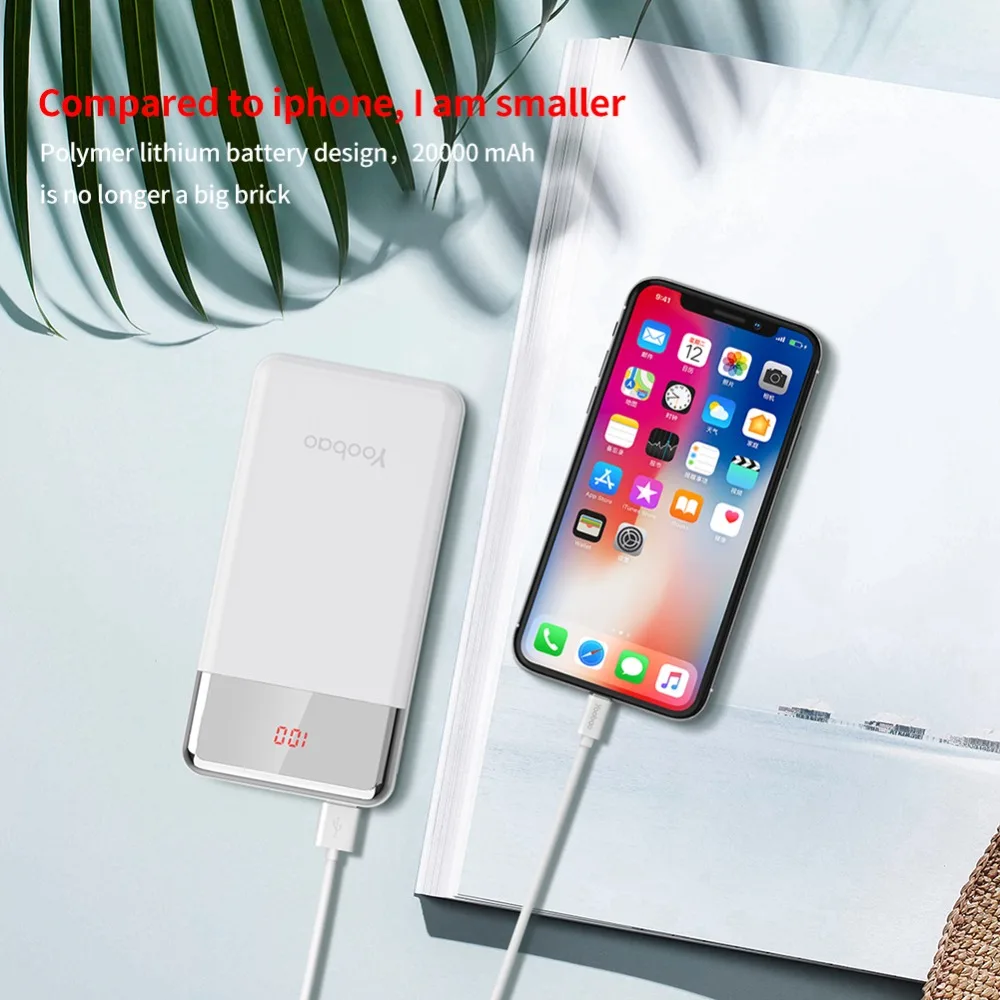 Yoobao power Bank 20 Вт 20000 мАч для IPhone портативное Внешнее зарядное устройство цифровой дисплей для Xiaomi huawei P20 power bank