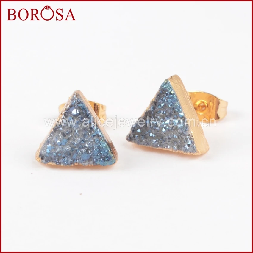 Серьги гвоздики BOROSA с драгоценными камнями золотого цвета|earring gem|colorful stud earingsstud