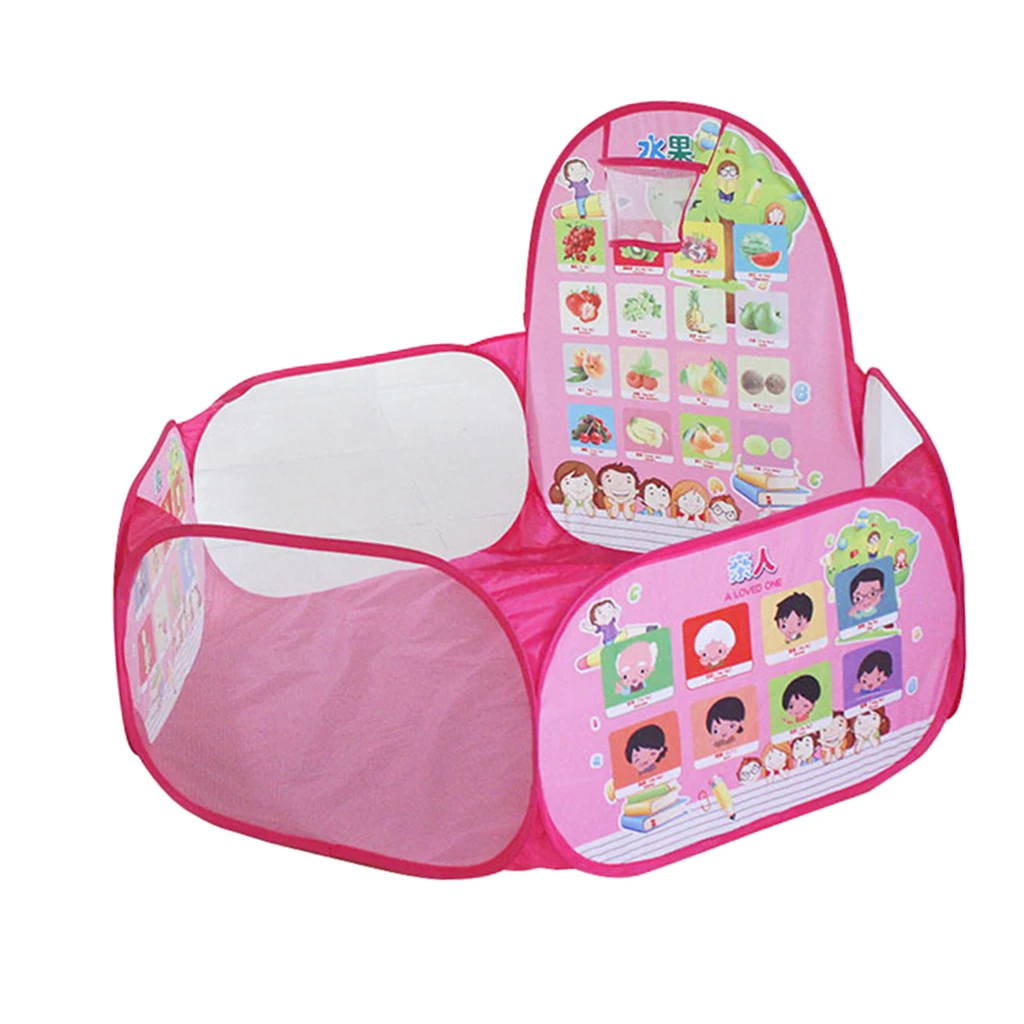 Fun Pop Up Ball Pit Pool Toddler Baby Play Tent Playhouse Playpen with Basketball Hoop Developmental play Game Toy 120CM/ 47''