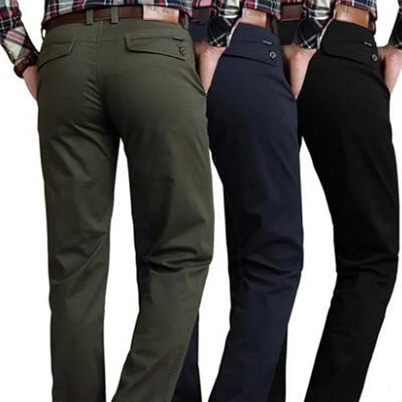Модные новые высококачественные хлопковые мужские штаны, прямые весенние и осенние длинные мужские классические деловые повседневные штаны, длинные штаны средней длины