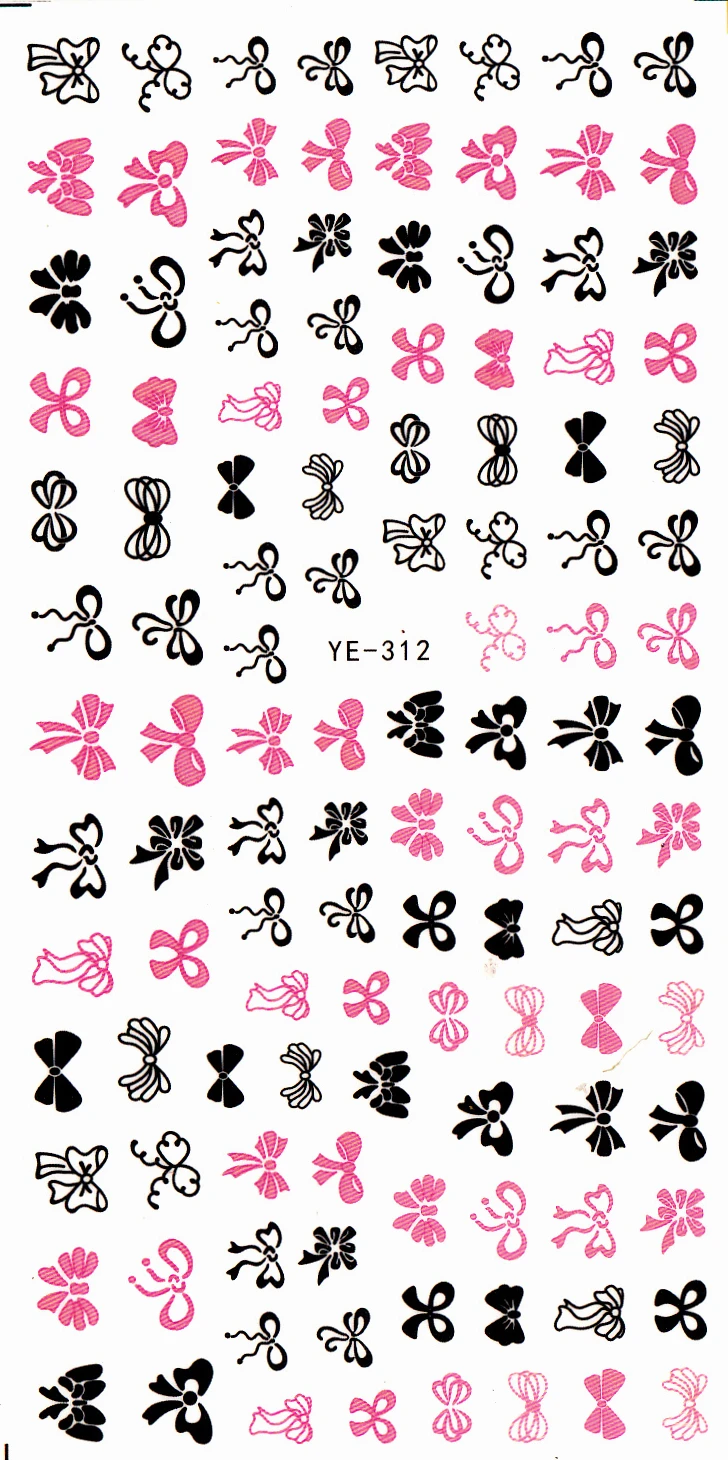 

WATER TRANSFER DECAL NAIL ART NAIL STICKER BOW TIE FRENCH SMILE LACE YE312-314