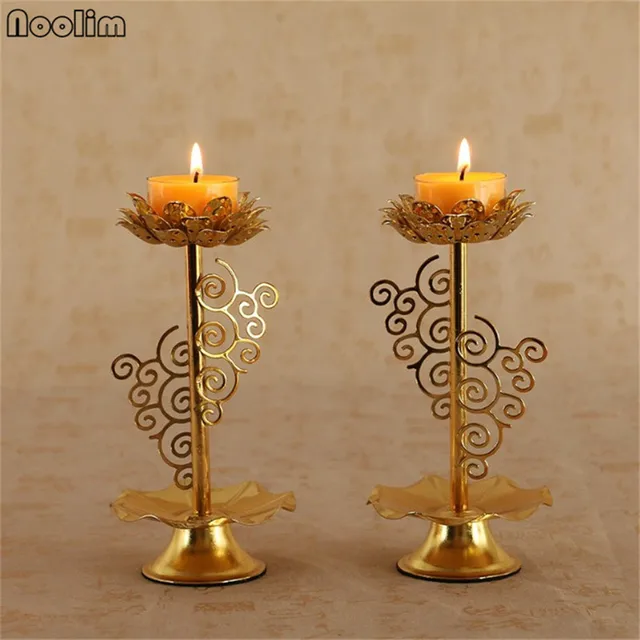 noolim alloy lotus flower metal candle holders home decor small