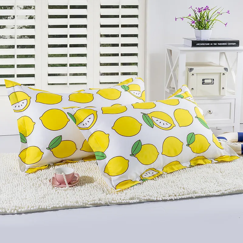 

1 Piece 48cm*74cm Cartoon Lemon Printed Pillowcase For Children Bedroom Use Anime Fruit Pillow Case Cover XF340-15