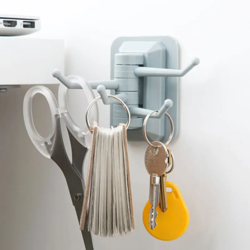 

2019 New Wall Mounted Type Non-folding Rack Paste Kitchen And Bathroom Hook Multi-Function Rotatable Storage Rack Single Rack