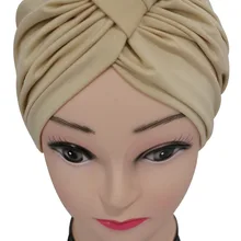 Новые модные черные бордовые темно-синие одноцветные мягкие индийские тюрбаны шапки кепки для женщин