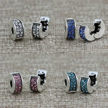 5 стильных защитных стопор pave cz Подходит для стильных браслетов Pandora бусины для изготовления ювелирных изделий подходящие амулеты Браслеты для женщин