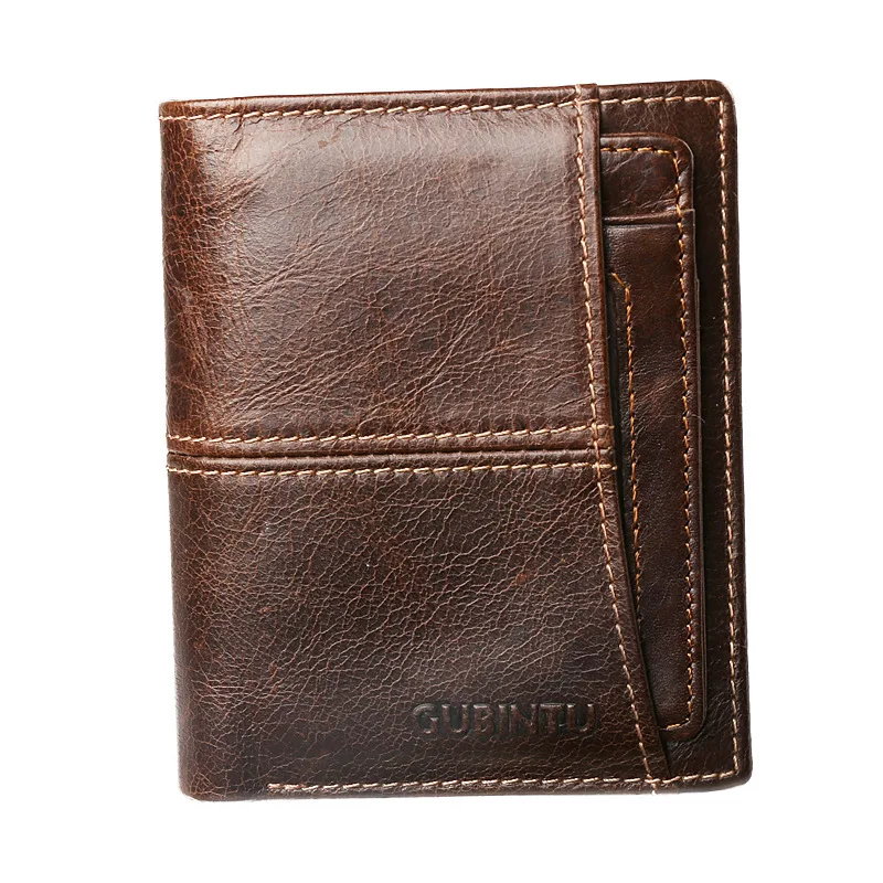 New Cowhide Genuine Leather Men's Wallets Vintage Organizer Wallet