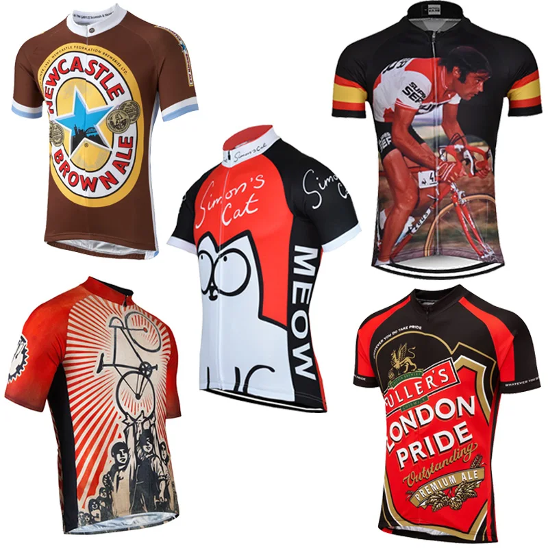 

Hot men's cycling Jersey classic retro Short Sleeve Bicycle Wear Sport cycling clothing quick dry Maillot Ciclismo 5 style