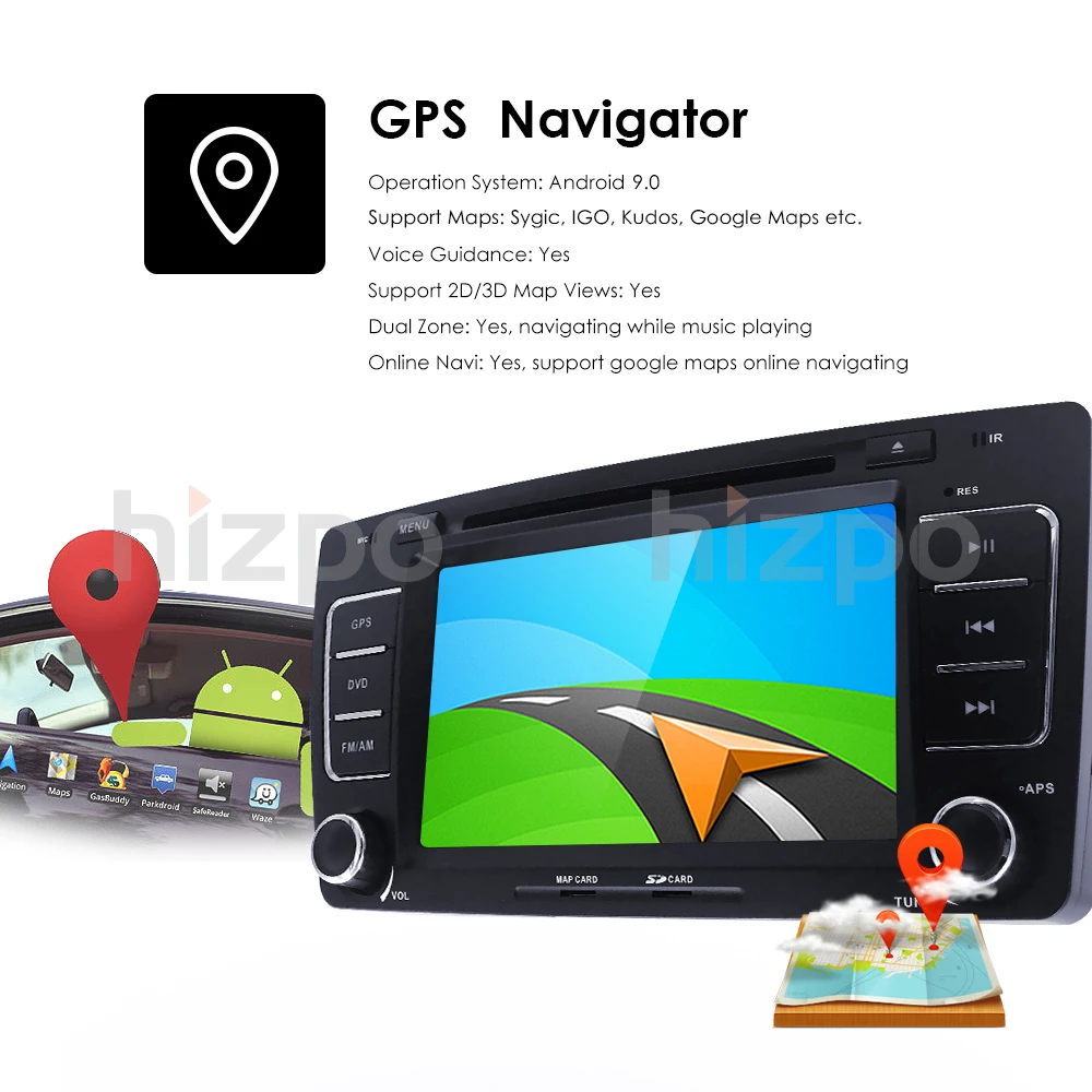 Top Two Din 7Inch Android 8.1 Car DVD Video Player For SKODA Octavia 2009-2013 CANBUS GPS Navigaiton Bluetooth Radio RDS WIFI SD DAB 19