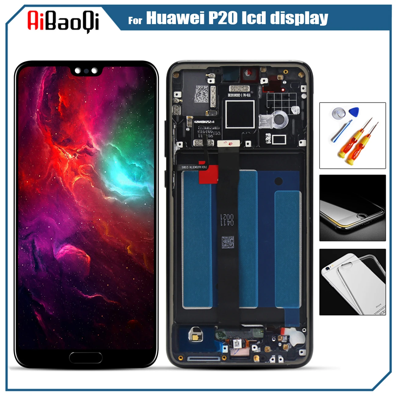 

For Huawei P20 LCD Display +Touch Screen Digitizer Assembly Replacement Huawei P20/EML L29 L22 L09 LCD Screen 5.8inch With Frame