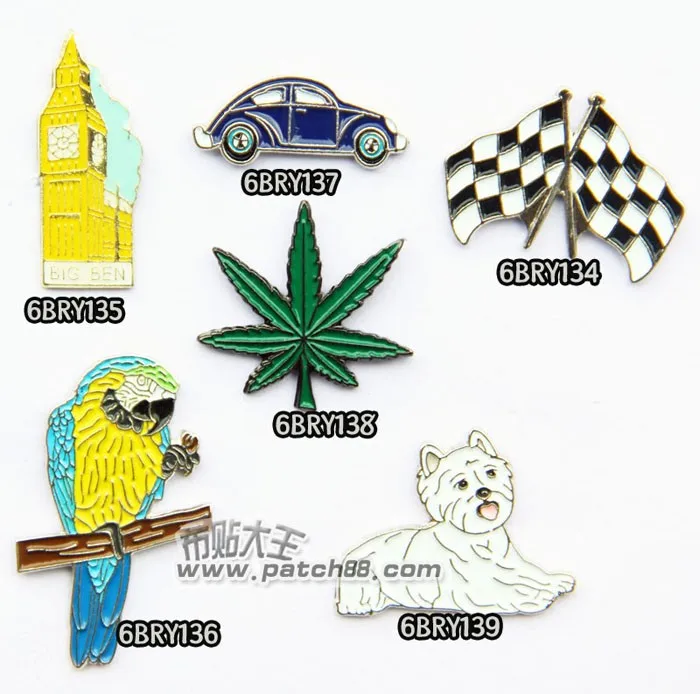 

Cartoon Lapel Pins metal Badge Vintage Classics Fashion Retro Cat leaf Car flag parrot