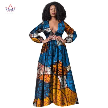

African Dresses for Women Long Sleeve Deep V Neck Womens Party Night Club Dresses Women African Clothing Plus Size 6XL WY1449