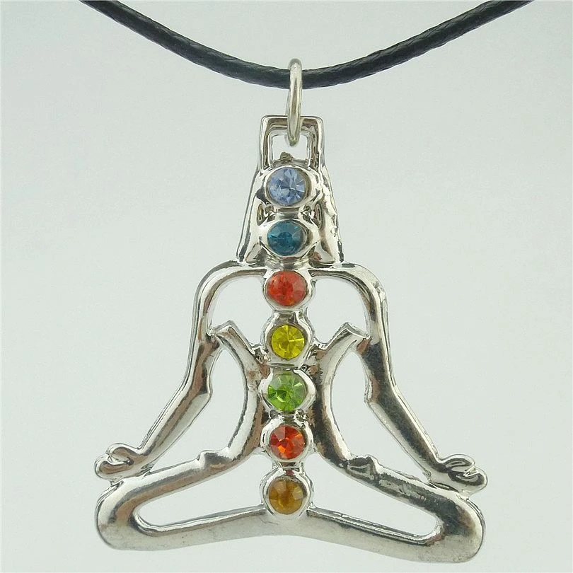 CHAKRA NECKLACE 18" Chain Yoga Meditation Buddha Multi Color Rhinestone Pendant CHAKRA NECKLACE 18" Chain Yoga Meditation Buddha Multi Color Rhinestone Pendant