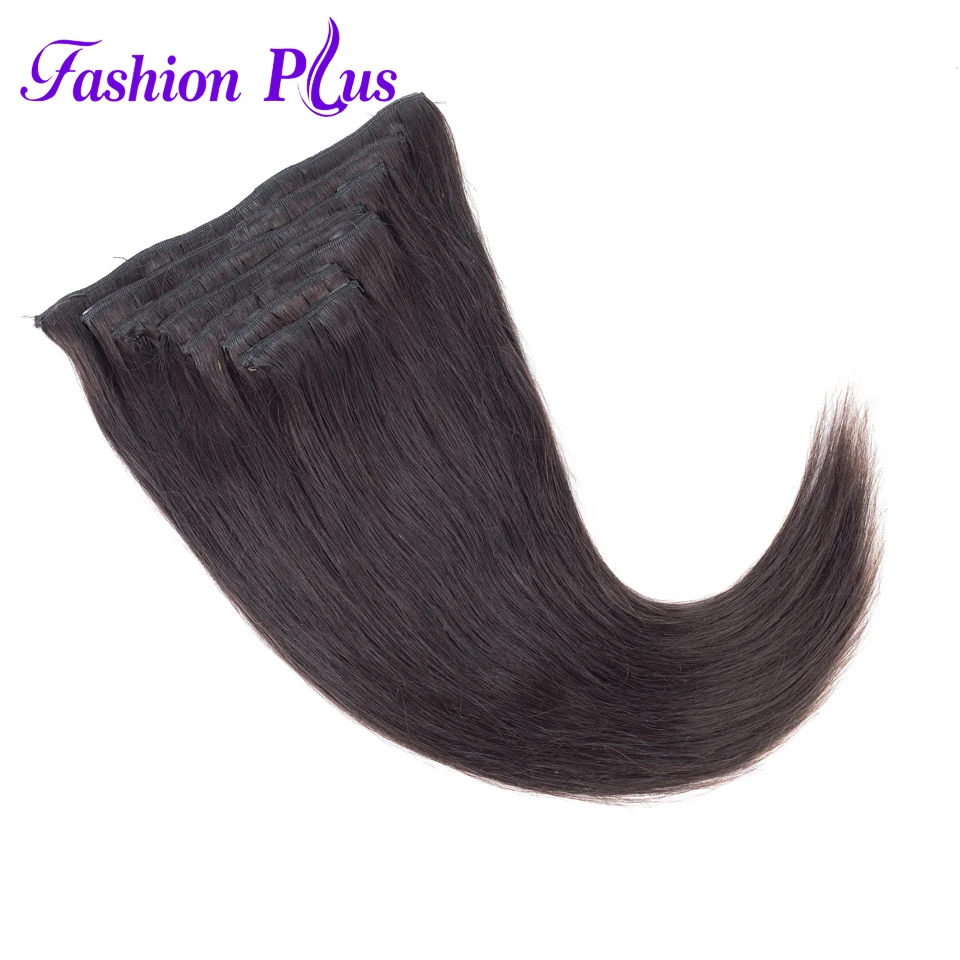 

Brazilian Machine Made Remy Hair Straight 100%Natural Human Hair Clip In Extensions 7 Pieces/Set 120g 16-22 Inch