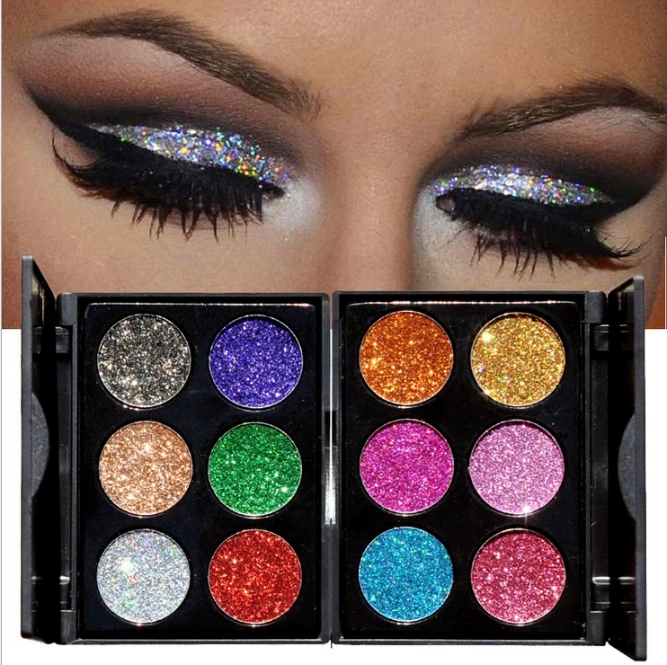 

6 Colors Cosmetics Salon Palette Diamond Golden Color Powder Eyeshadow Glitter Eye Shadow Palette Shiny Eyeshadow Makeup 25622
